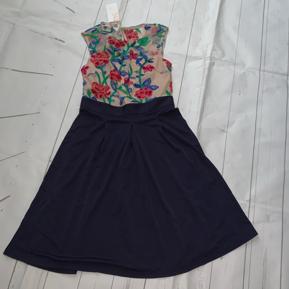 ACEVOG Women Sheer Floral Dress